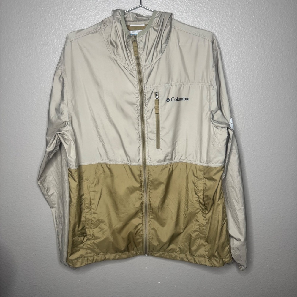 Columbia Sportswear Company Lightweight Hooded Jacket Tan Khaki Size L
